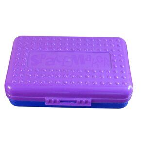 Vintage Purple & Blue SpaceMaker Plastic Pencil Box By Newell Office Products